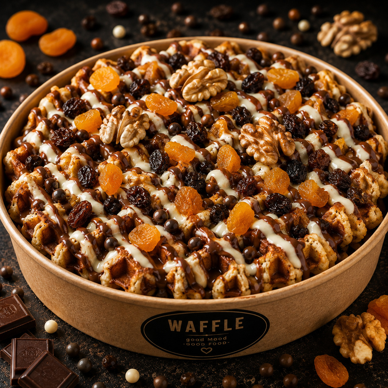 Kuru Meyveli Waffle Kova