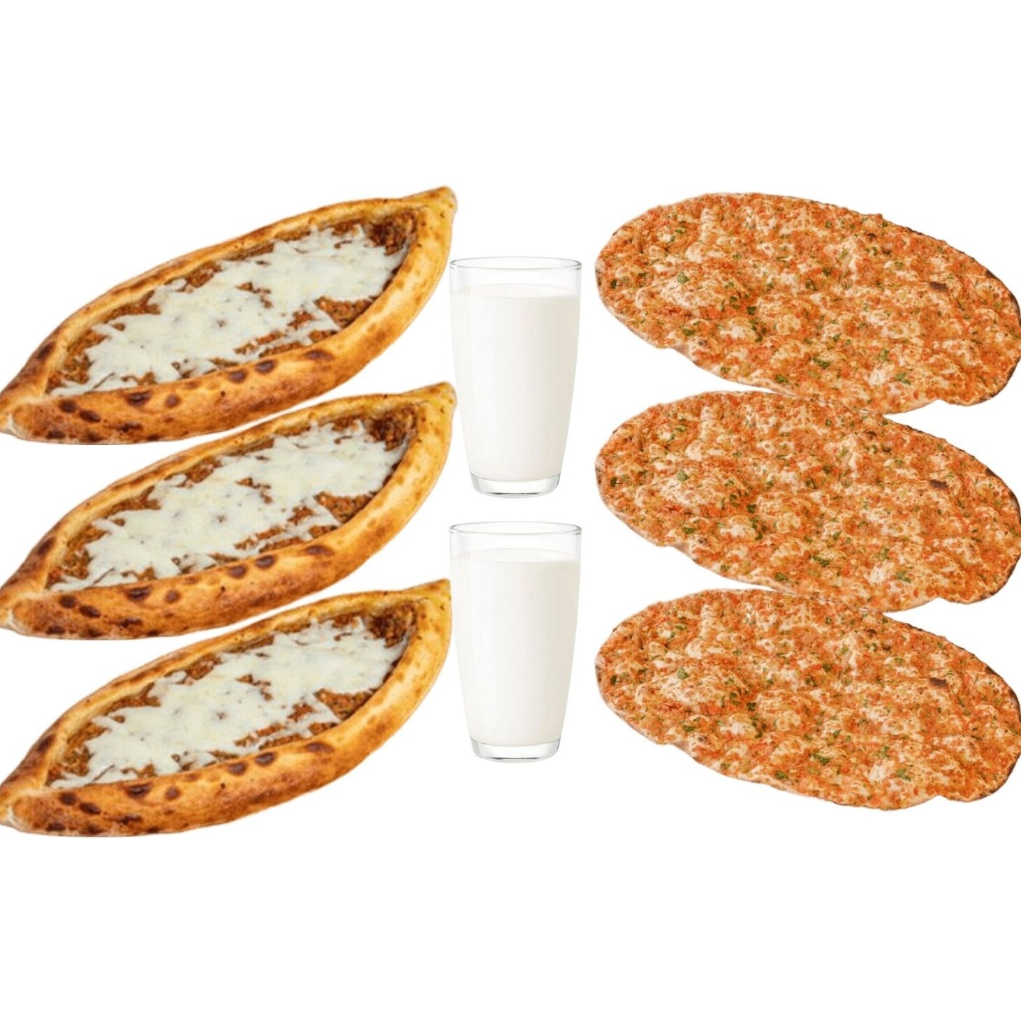 3 'Lü Kıymalı Kaşarlı Cantık & 3'Lü Lahmacun Menü