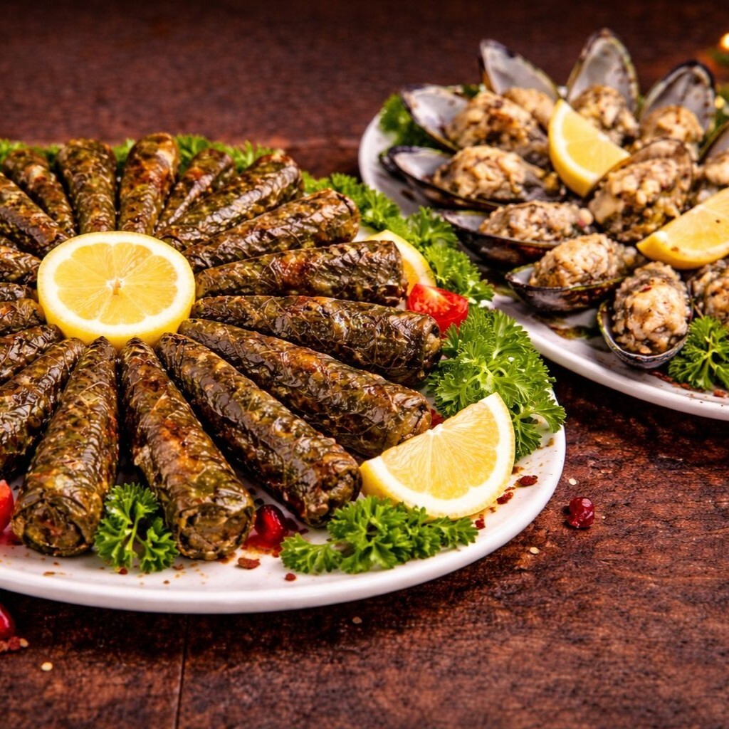 Zeytinyağlı Yaprak Sarma 1000gr+Çiğ Köfte 500gr+ 20 midye Dolma