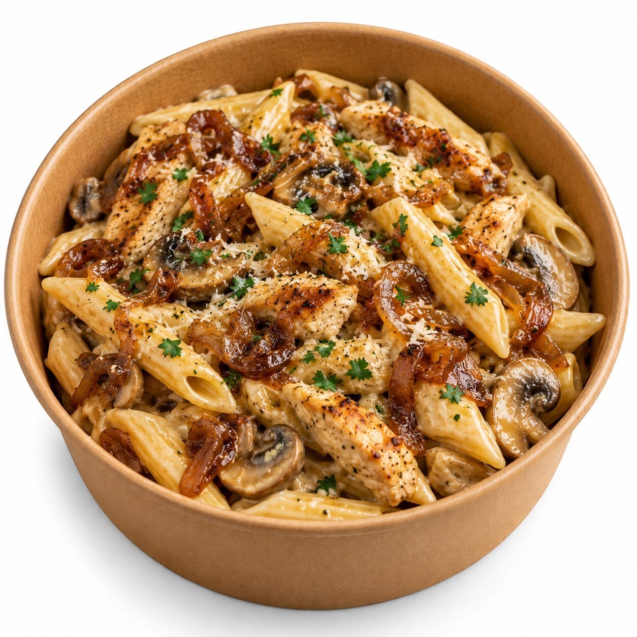 Karamelize Soğanlı Tavuklu Penne