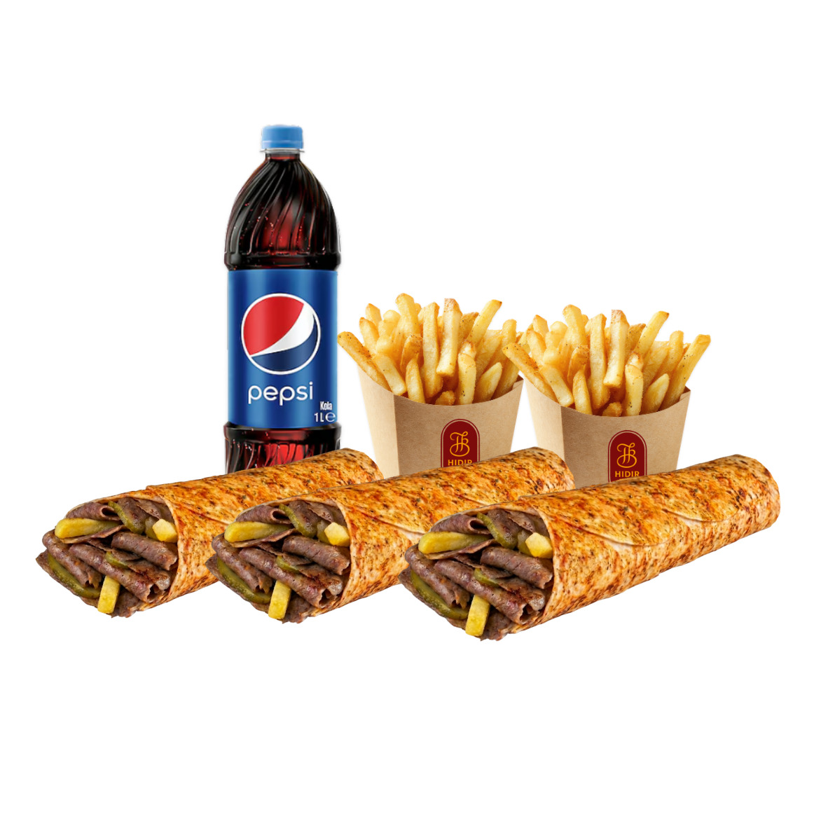 3'lü Et Döner Medium Dürüm Menü