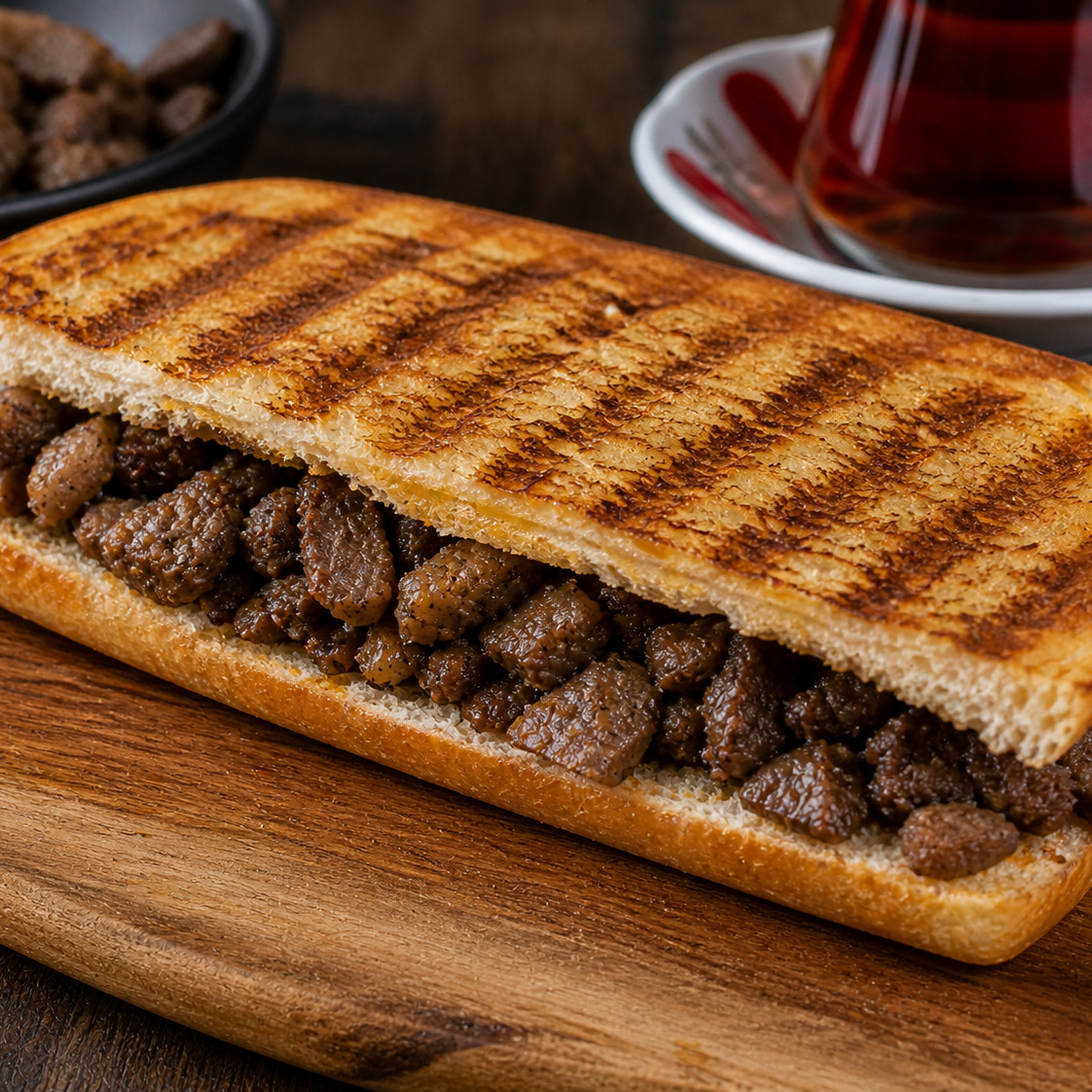 Yarım Ekmek Arası Kavurmalı Tost