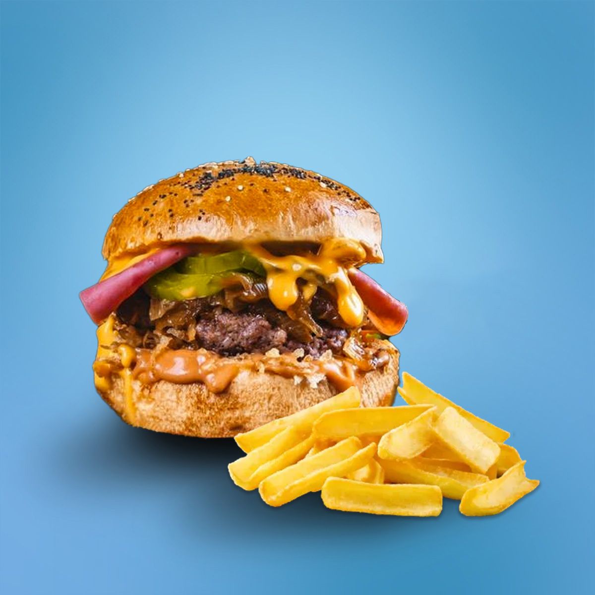 Fümeli Burger + Patates Kızartması