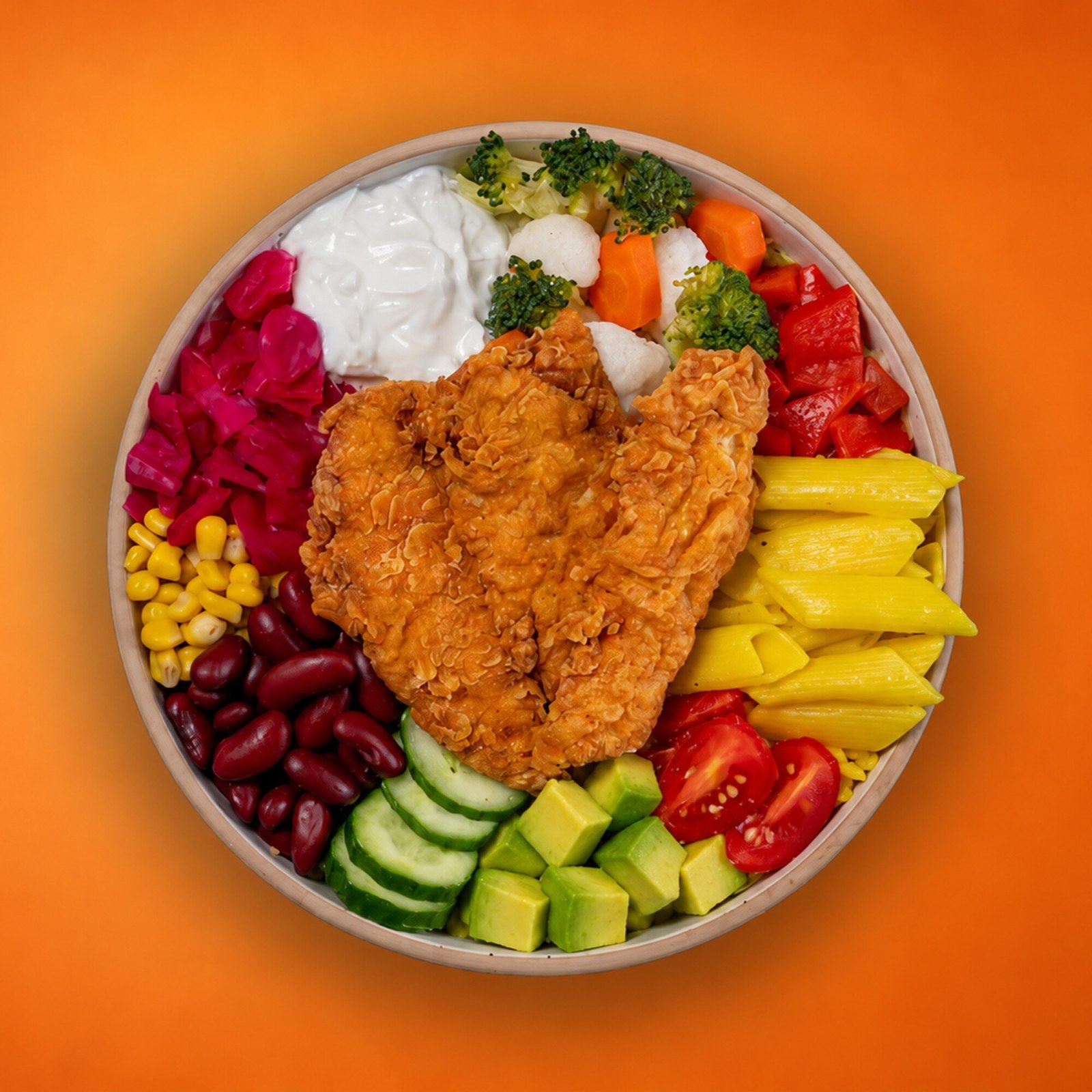 Çıtır Tavuklu Makarnalı Bowl Kase