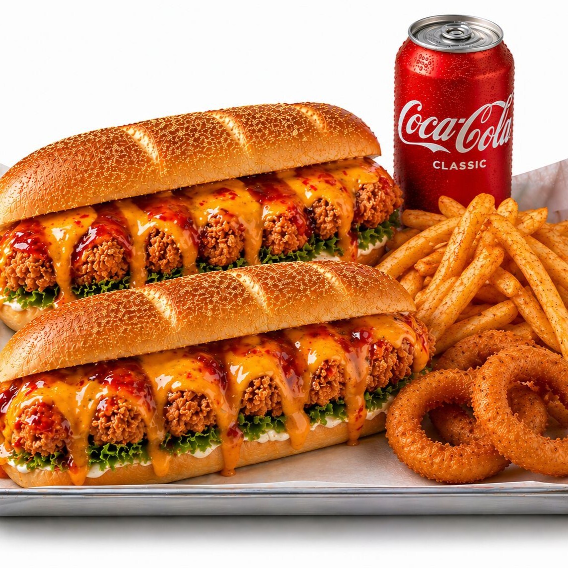 2’li Sweet Chili & Cheddar Cajun Sandwich Coca Cola Menü