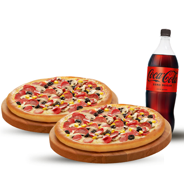 2 Büyük Boy Special Pizza + Coca-Cola Zero Sugar 1 L