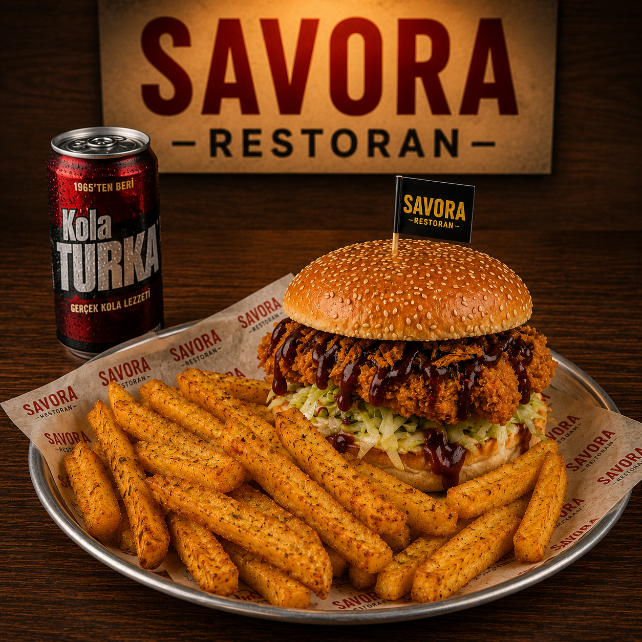 BBQ Fried Chicken Burger + Patates + İçecek