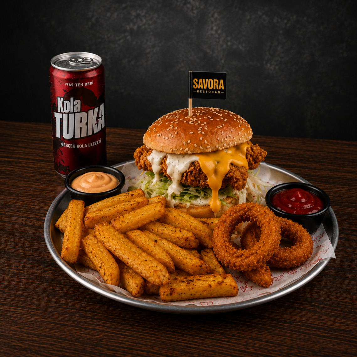 Chick Combo Burger Menü + Patates + 2 Özel Sos + İçecek