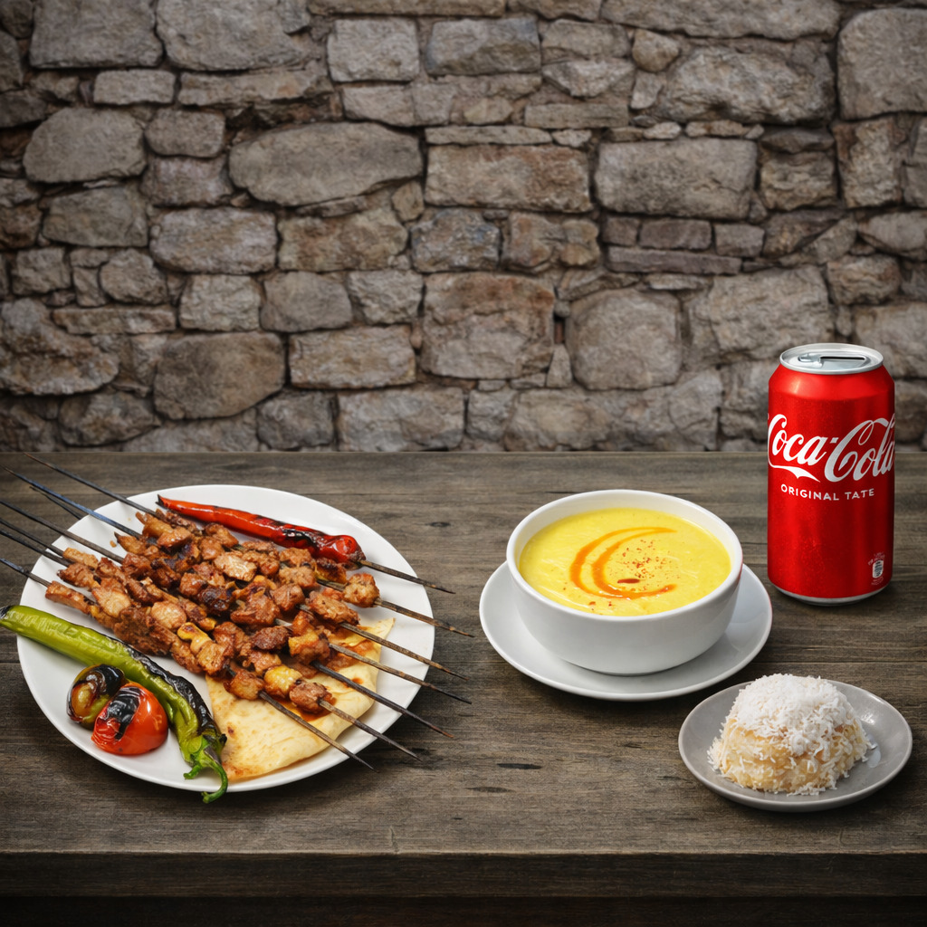 Porsiyon Çöp Şiş + Tatlı + Çorbalı Menü