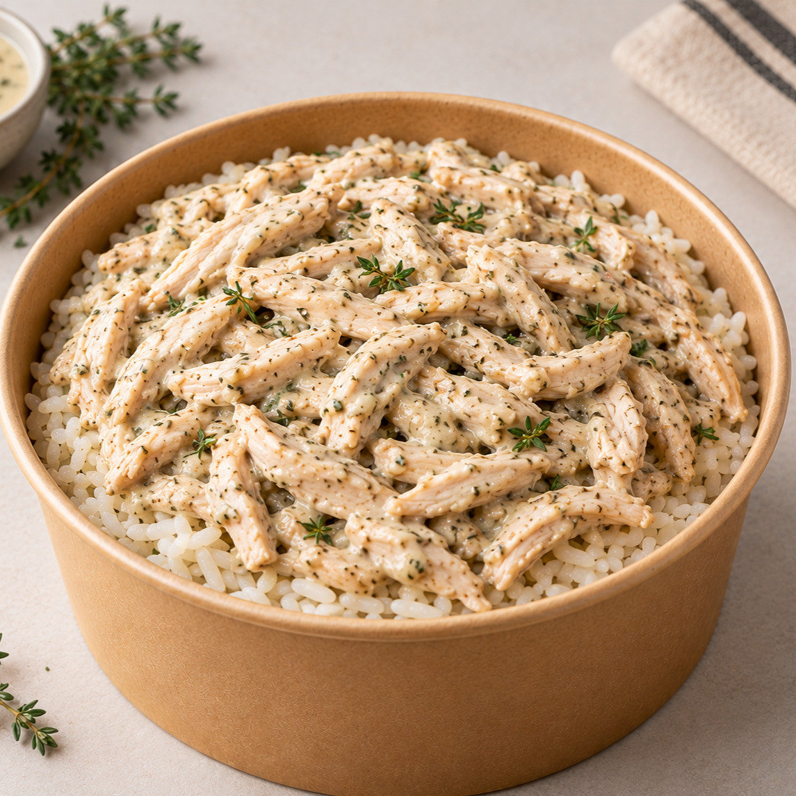 Kremalı Kekikli Tavuk Pilav