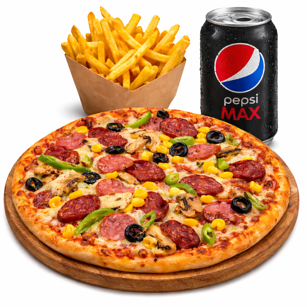 Küçük boy Boy Ottoman Pizza & Pepsi Max (33cl) & Küçük Boy Patates Kızartması