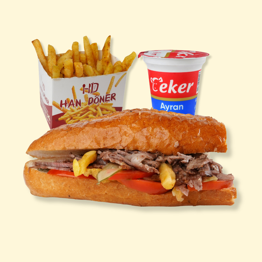 Yarım Et Döner + Patates Kızartması + Eker Ayran 295 ml