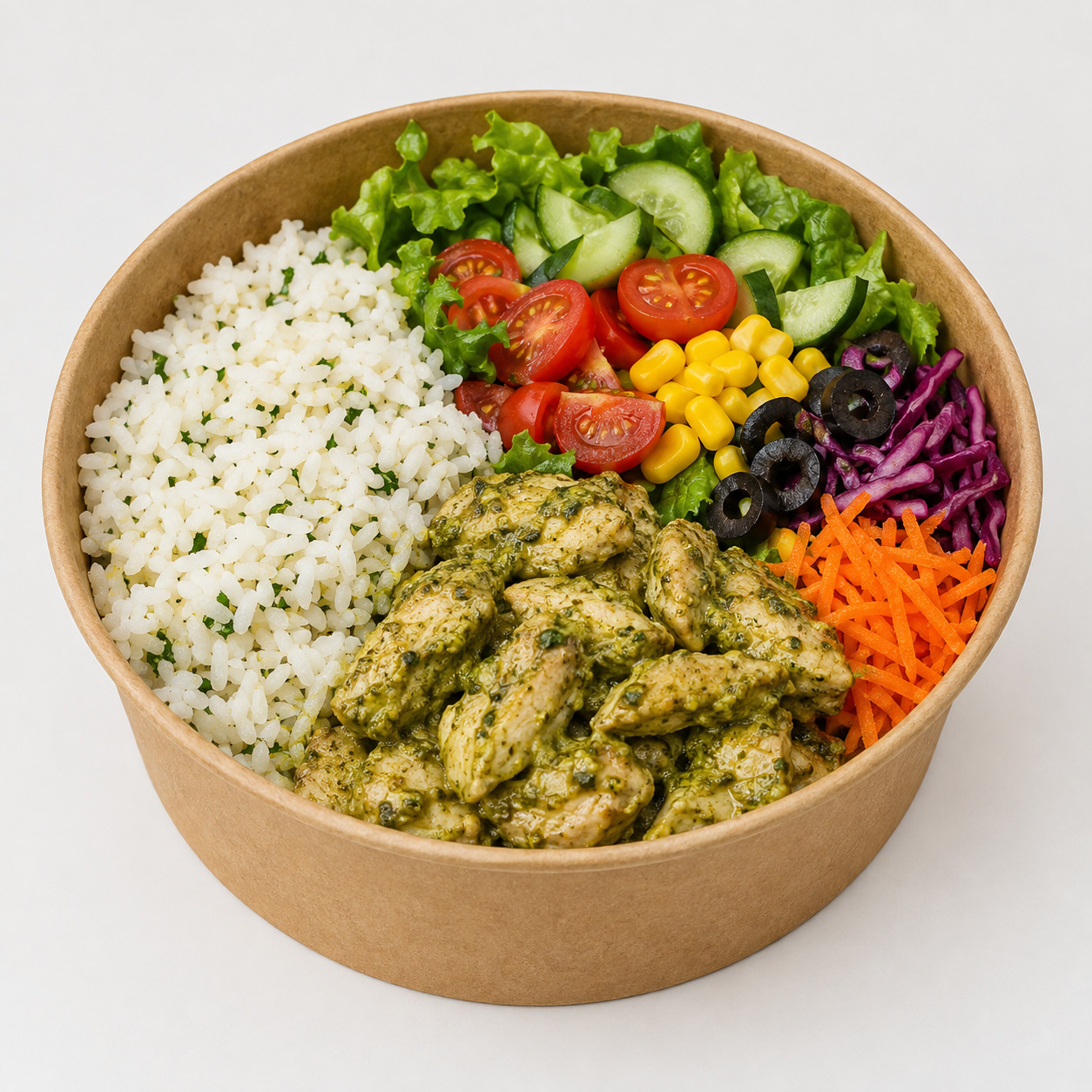 Pesto Soslu Tavuk Pilavlı Bowl