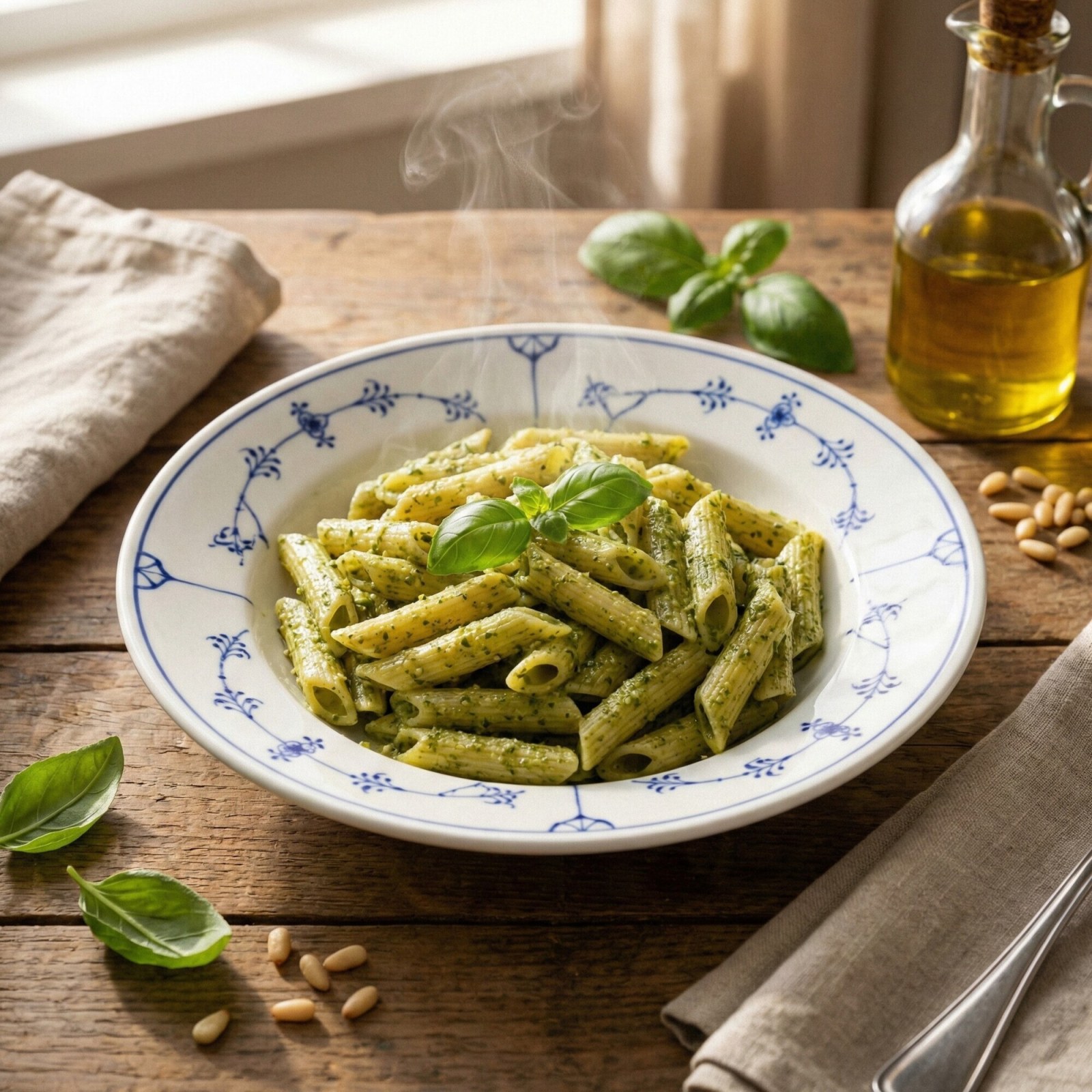 Kremalı Pesto Soslu Penne Makarna