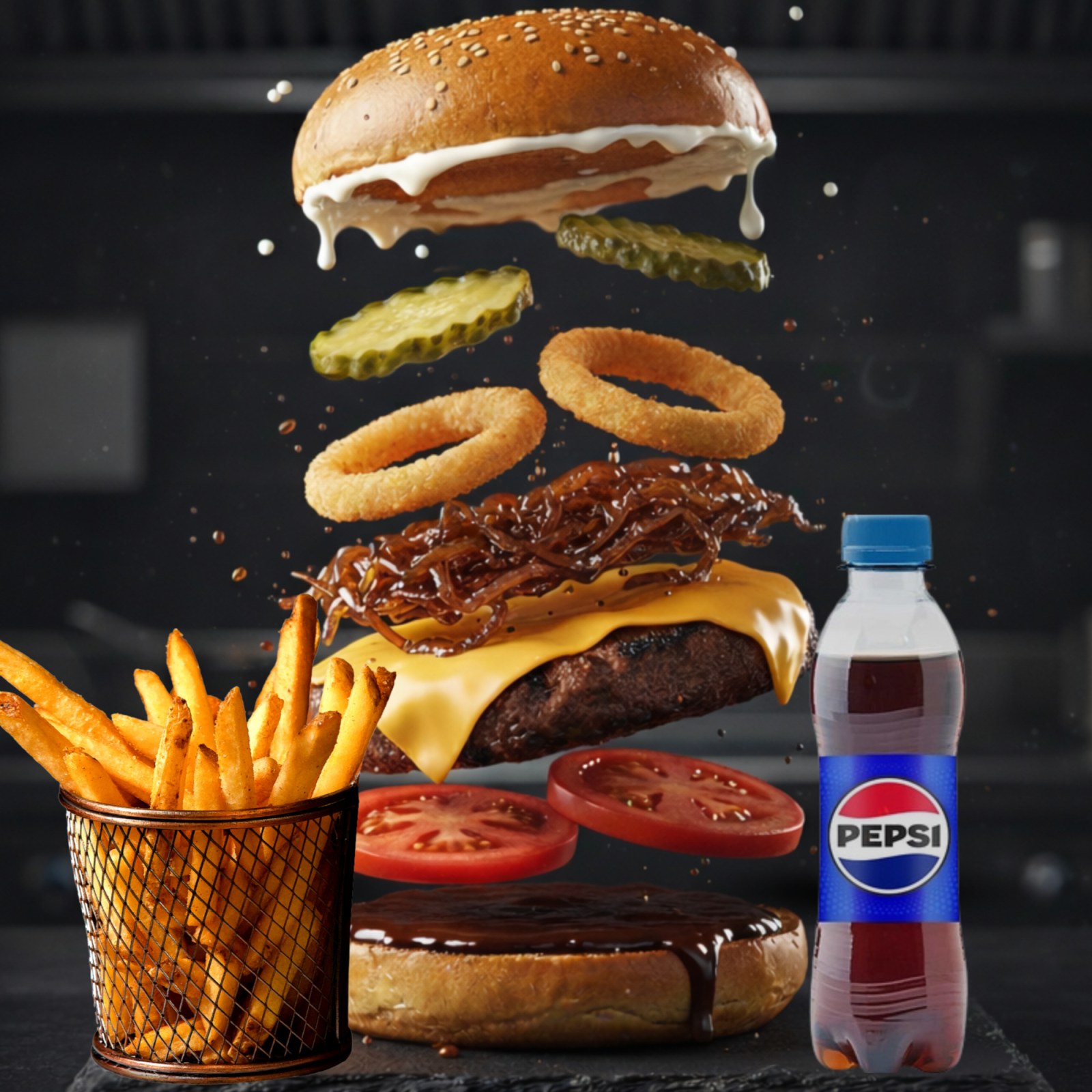 BBQ Burger, Patates Kızartması, İçecek (250 ml)