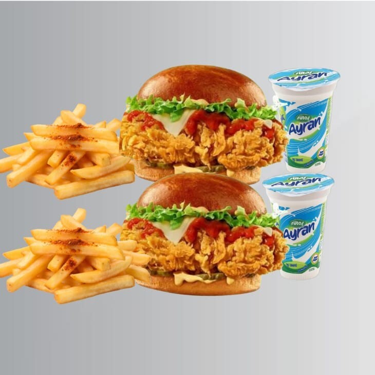 2 Li Çıtır Tavuk Burger Menü 1