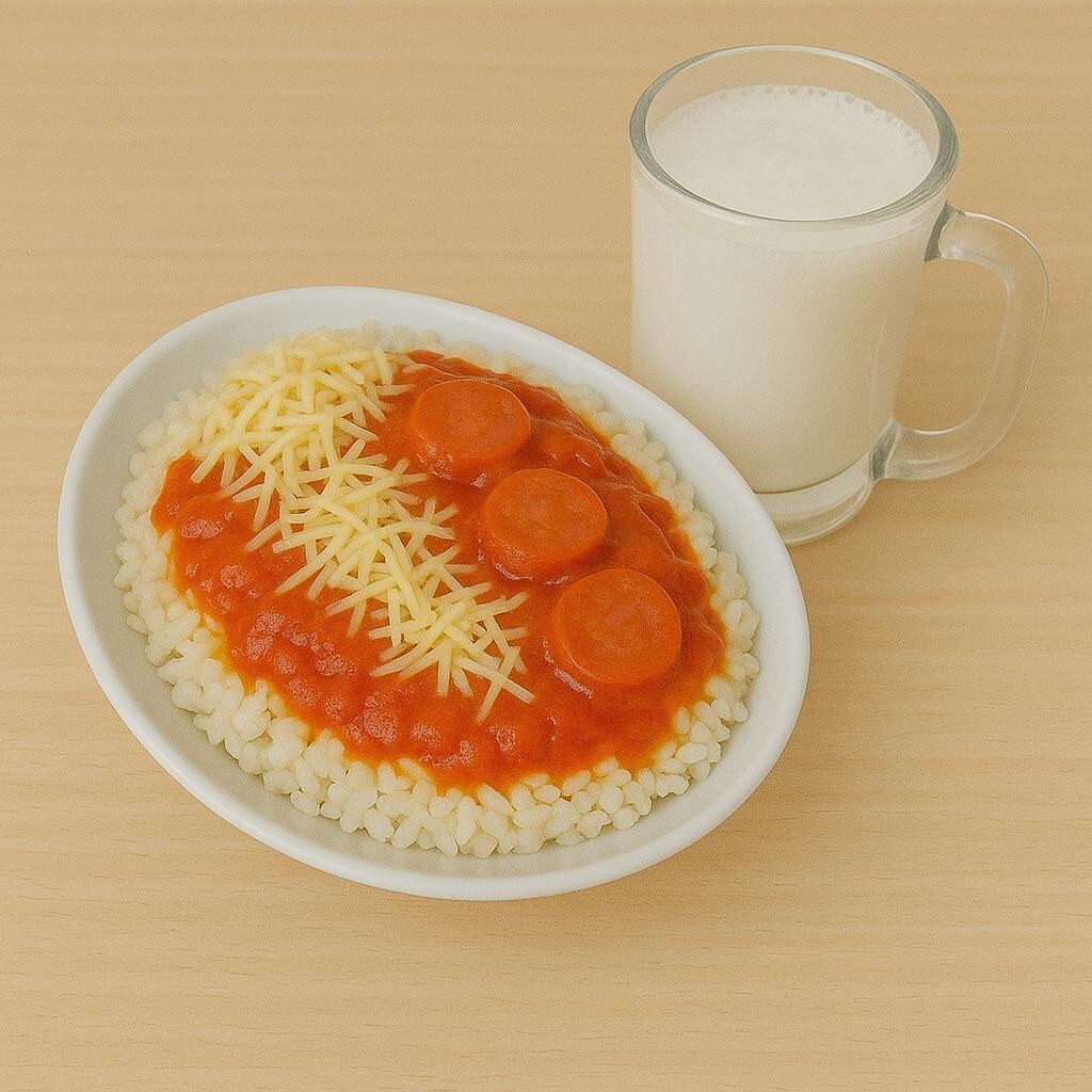 Sosis-Kaşar-Soslu Pilav