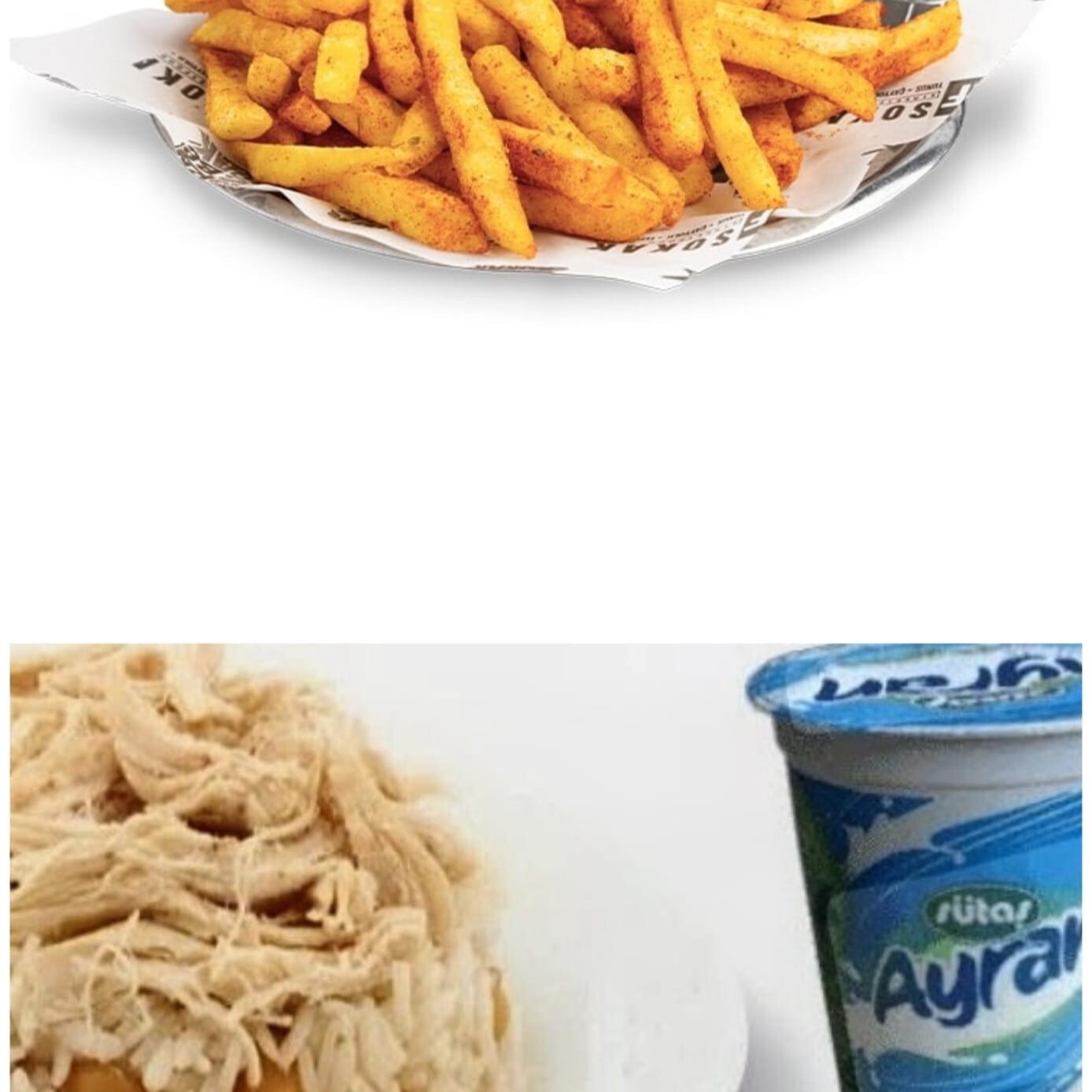Tavuk Nohutlu Pilav Küçük Patates Ayran