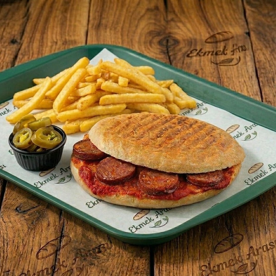 %100 Dana Sucuklu Tost + Patates Kızartması