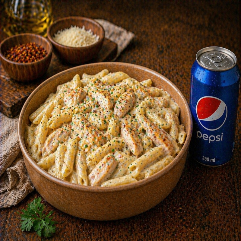 Kremalı Tavuklu Penne Bowl Makarna 500 gr + 330 ml Pepsi
