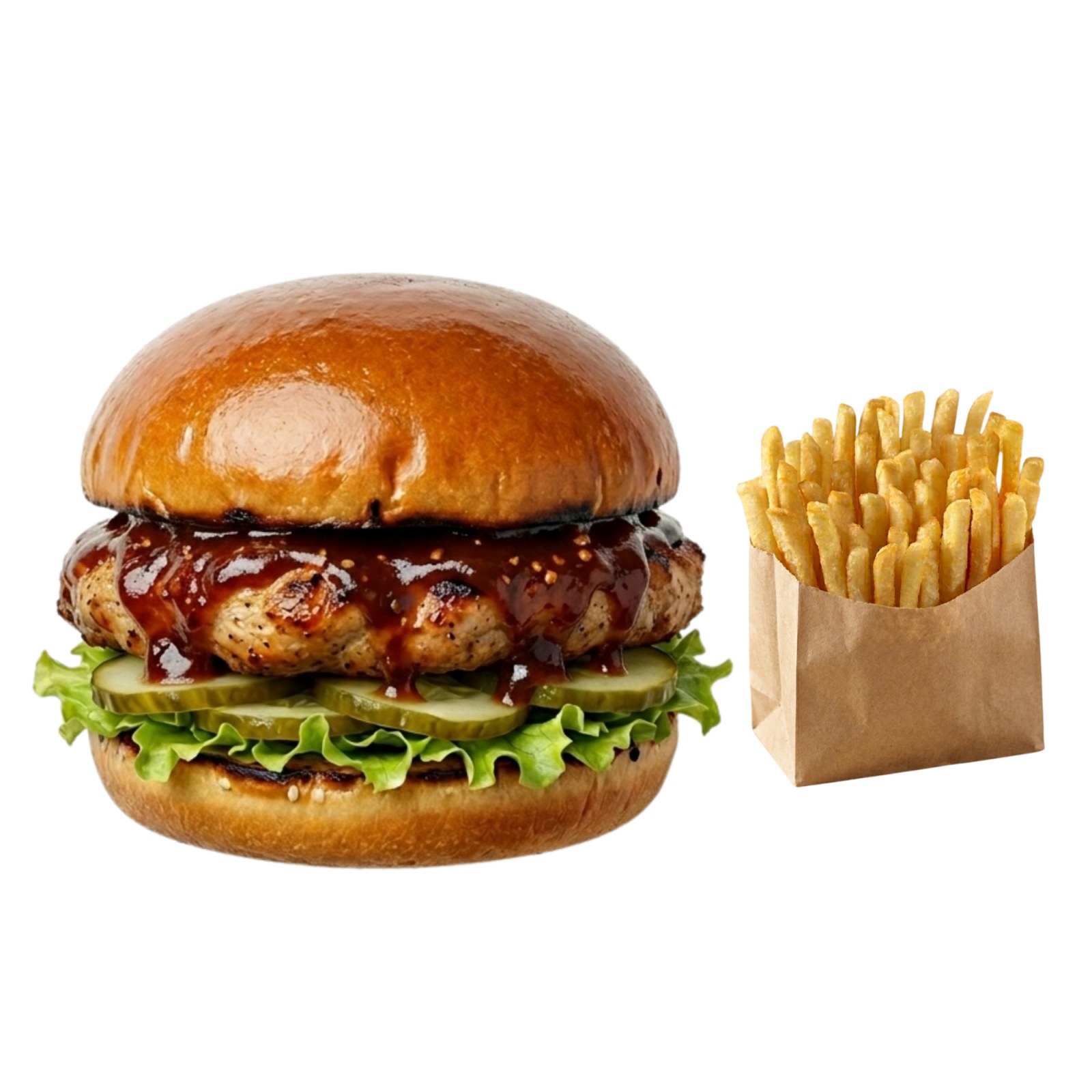 Smok BBQ Chicken Burger+Patates Kızartması
