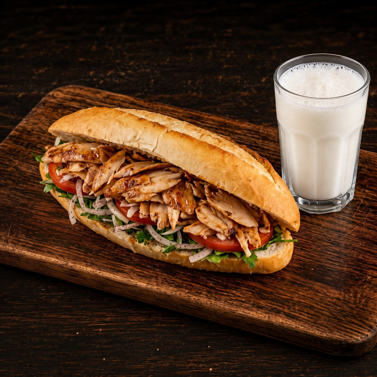 Yarım Ekmek Tavuk Döner + Ayran