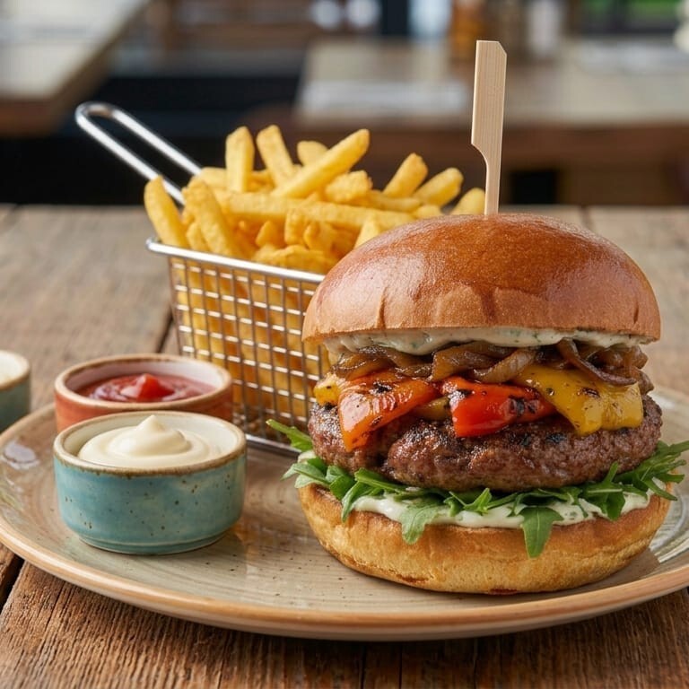 Köz Biber Burger + Kızartma