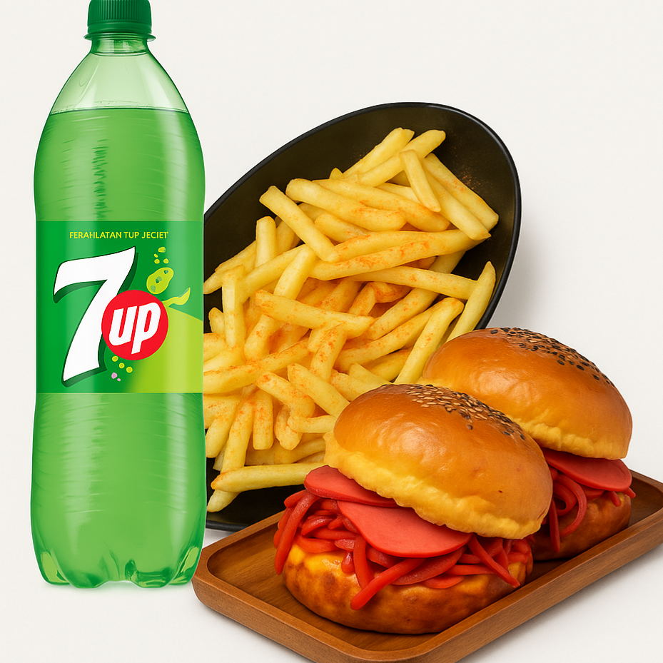 Menü 7 [2 Adet Maxi Karışık Sandviç + Patates Kızartması + İçecek (1 L.)]