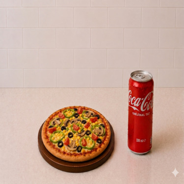 Küçük Boy Sebzeli Pizza & Kutu İçecek ( 330 ml )
