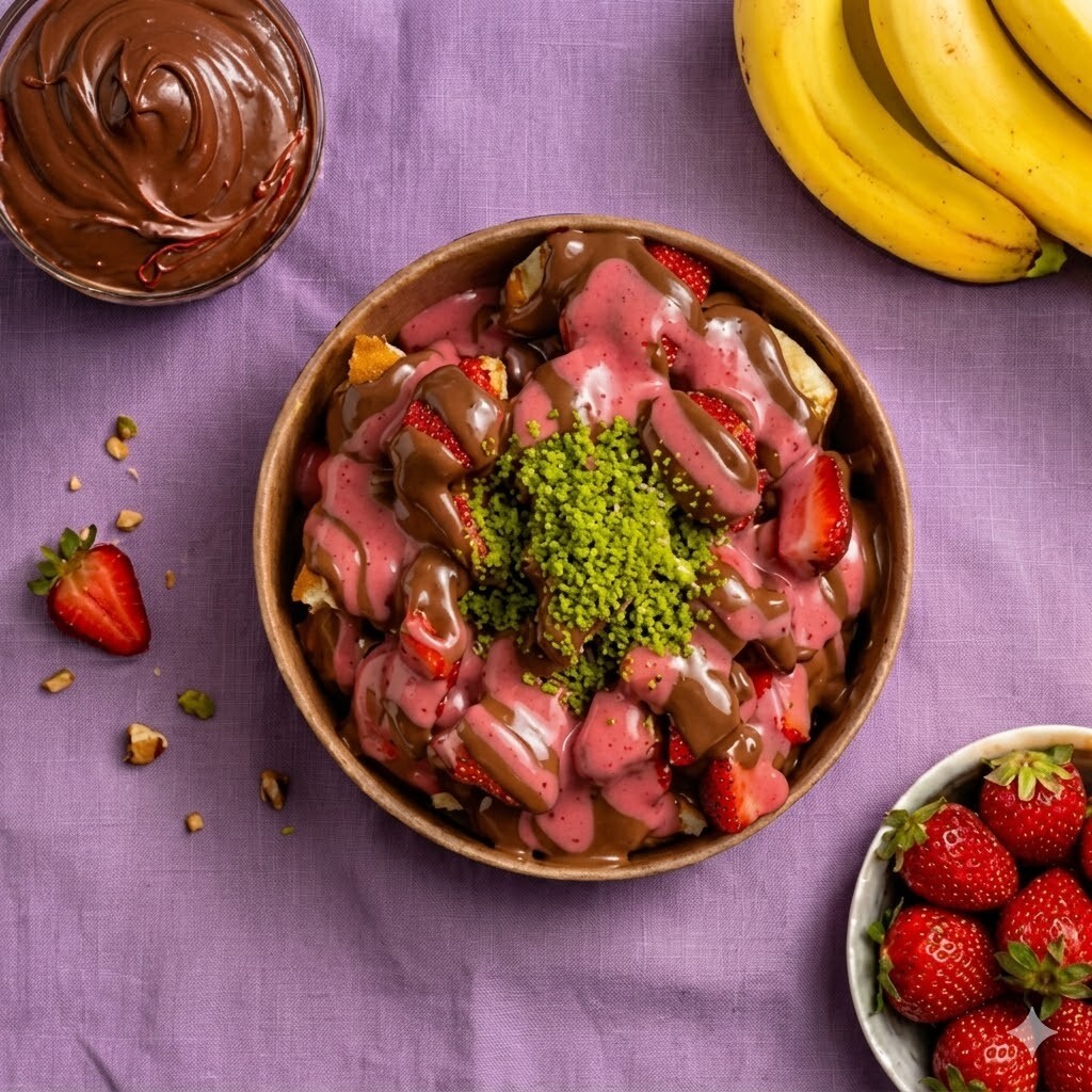 Çilekli Çikolatalı Bowl Waffle