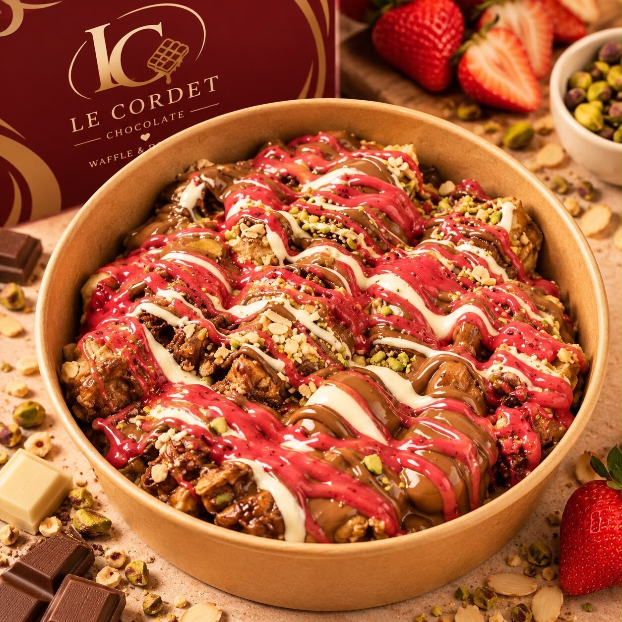 Le Cordet Çilek Çikolatal Bowl Waffle