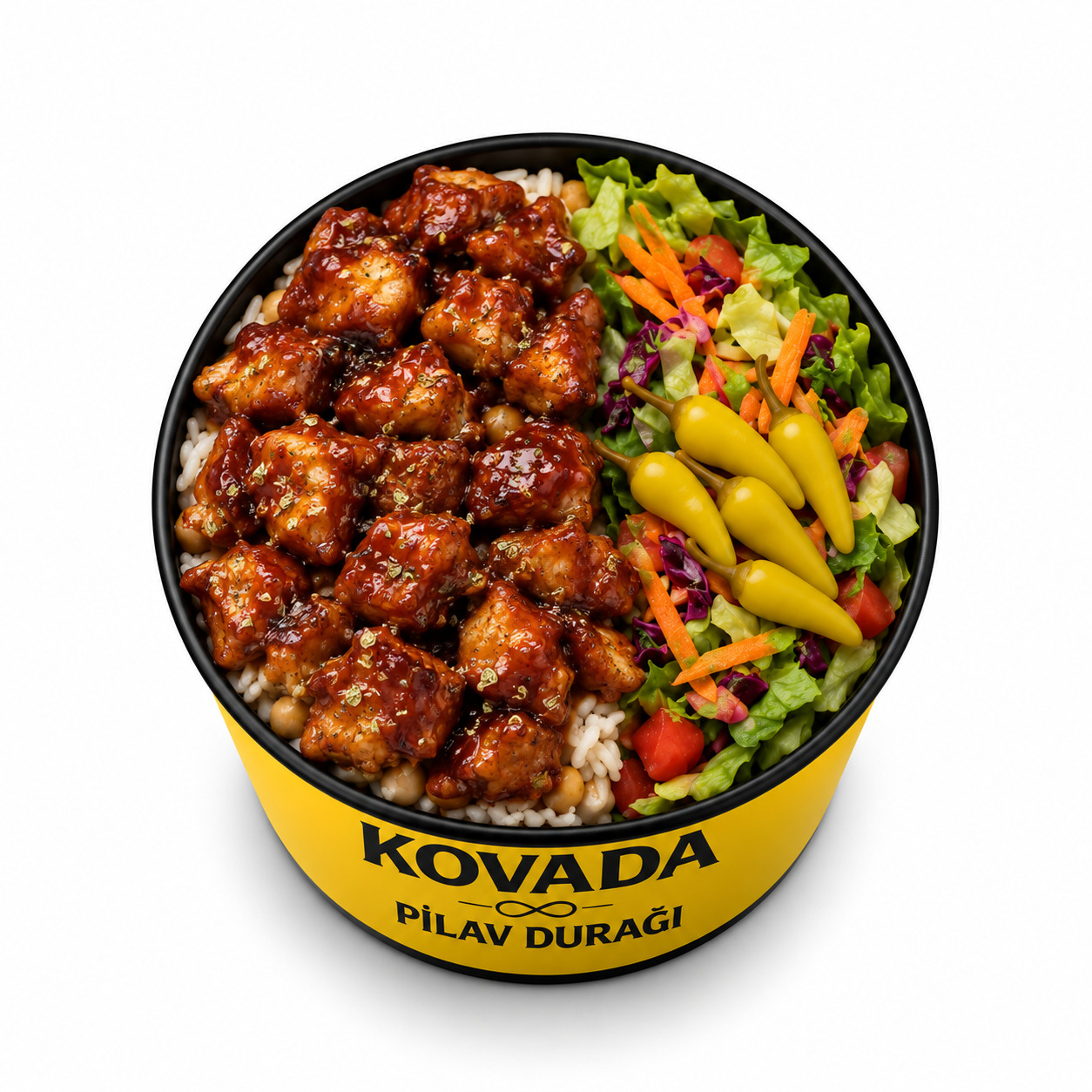 Kovada Büyük Boy Pilav Üstü Barbekü Soslu Tavuk