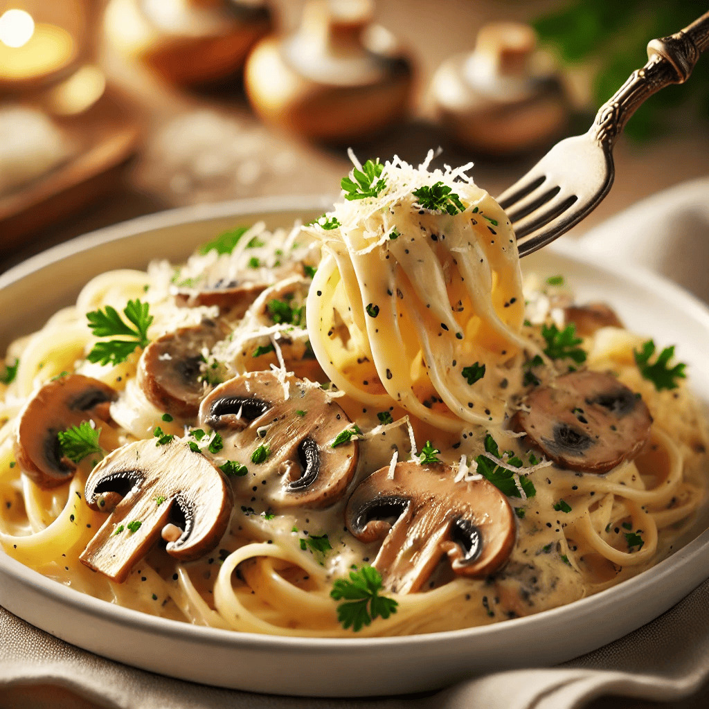 Kremalı Tavuklu Mantarlı Penne