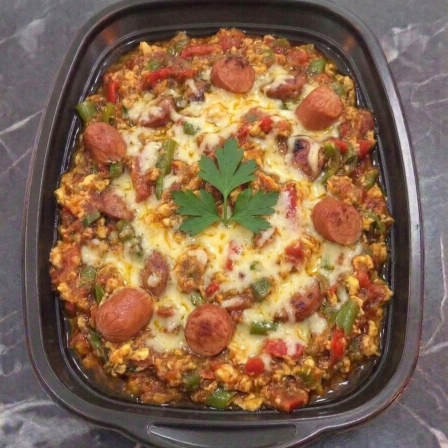 KAŞARLI SOSİSLİ MENEMEN ' soğanlı'