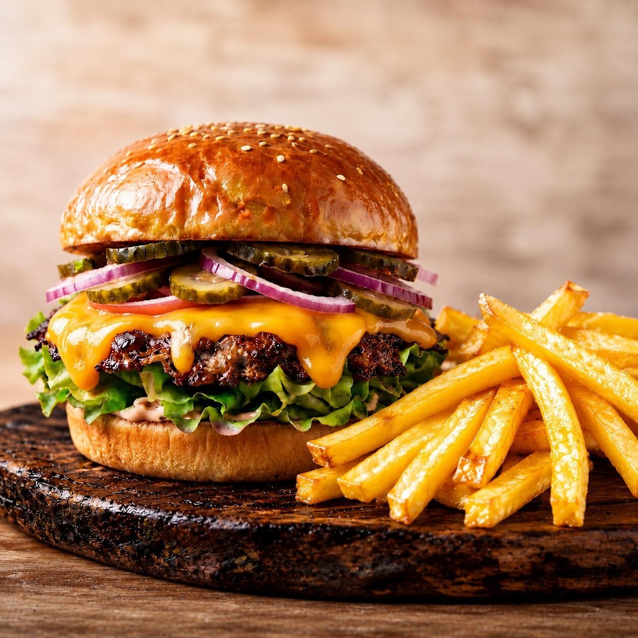 Smash Cheese Burger & Patates Kızartması +Coca Cola 330 ml