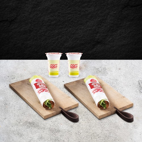 2 Çiğ Köfte Dürüm ( 100 Gr. ) + 2 Ayran (17 cl.)