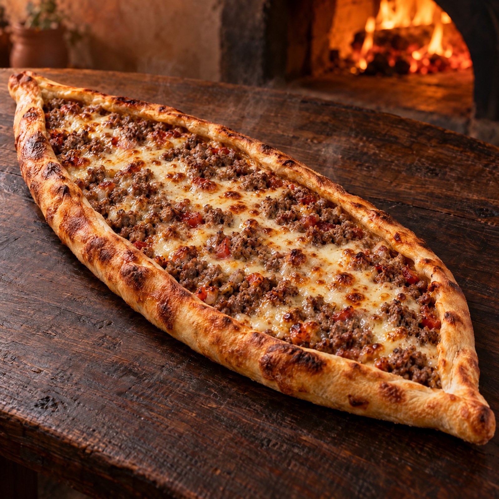 Kıymalı Kaşarlı Pide