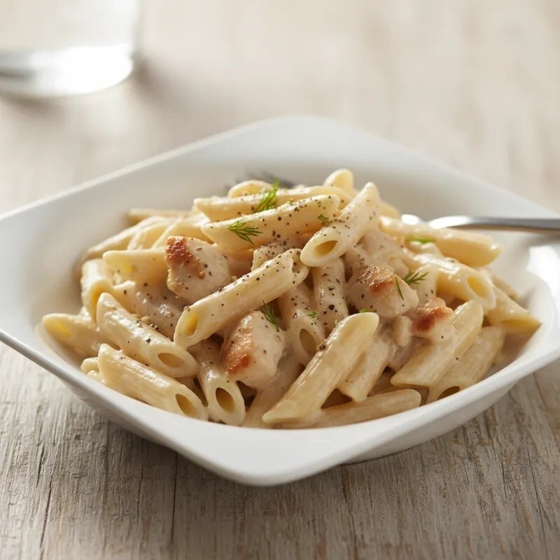 Kremalı Tavuklu Mantarlı Penne