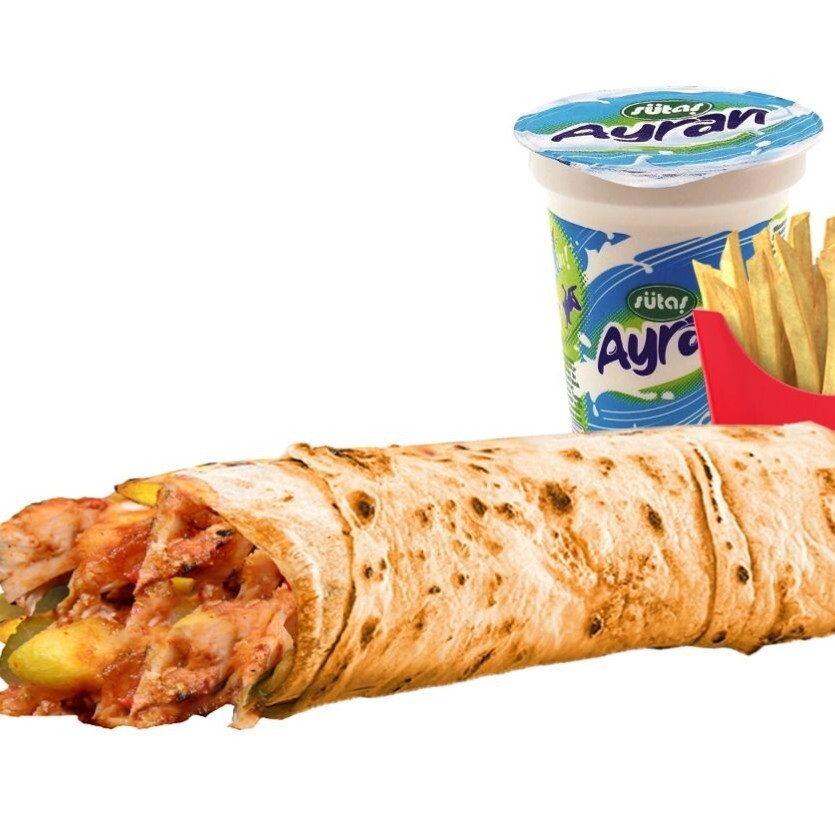 Tavuk Döner Dürüm Art Ayran 17 ml ve Patates Kızartması