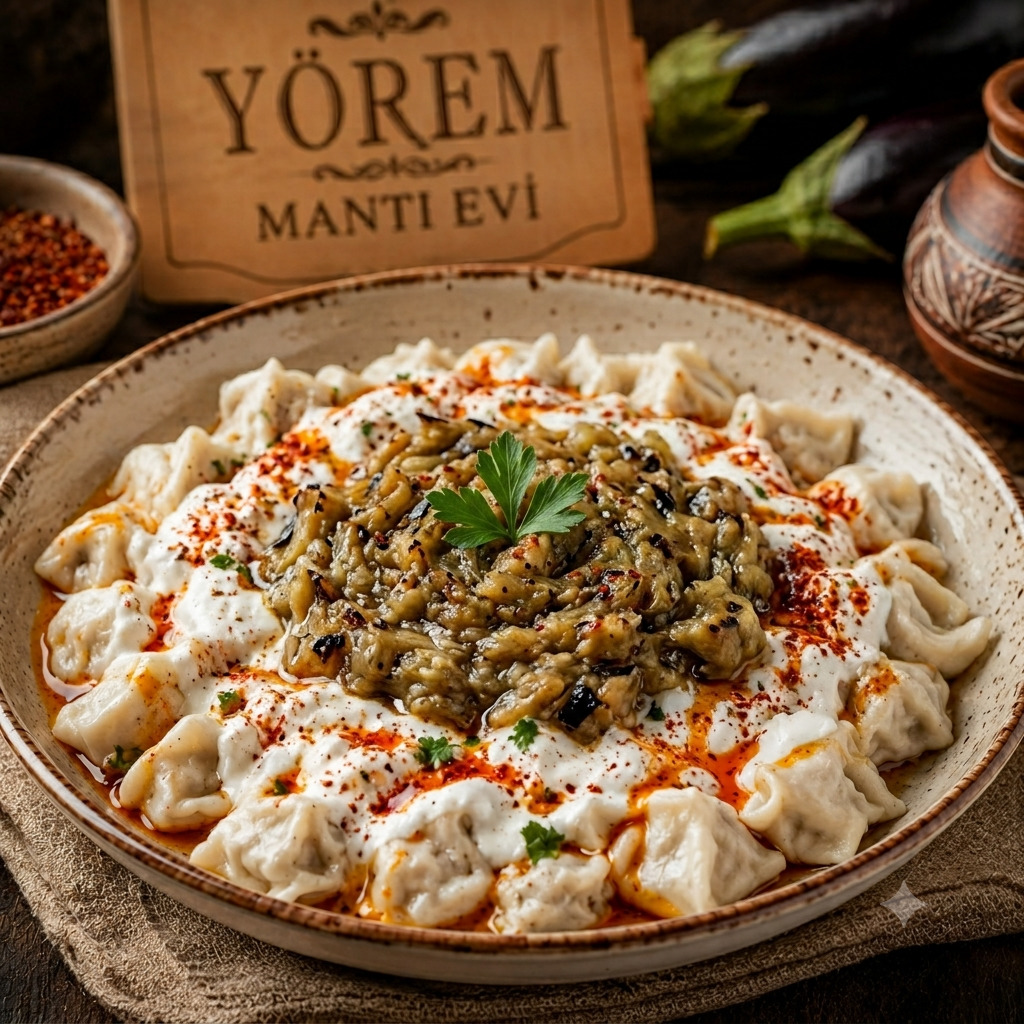 Köz Patlıcanlı Mantı