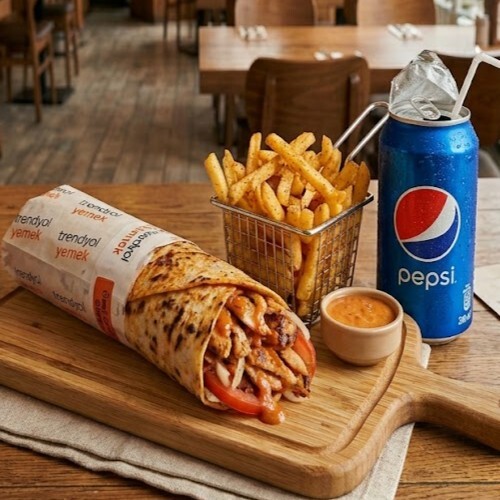 Ekonomik 100 Gr Menü (100 Gr Özel Soslu Dürüm, Patates, Pepsi)