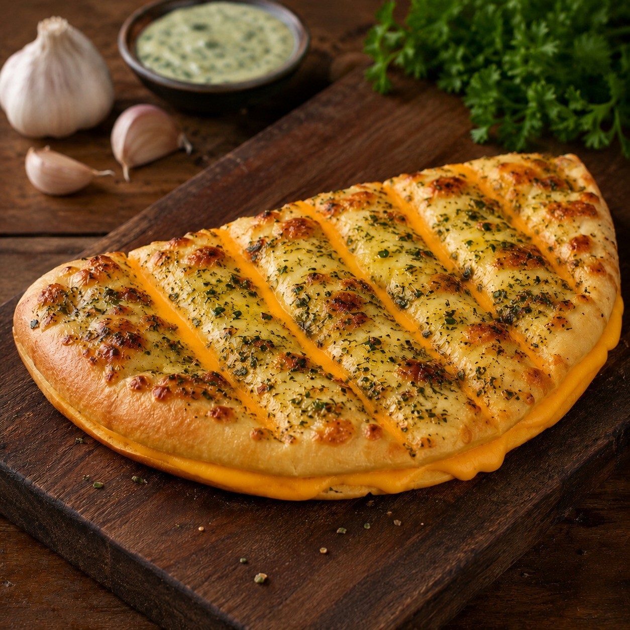 Cheddar Peynırli Sarımsak Soslu Ekmek