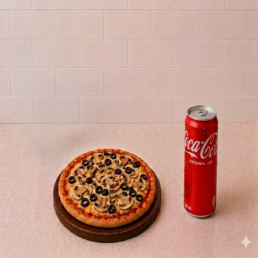 Orta Boy Mantarlı Pizza & Kutu İçecek (330 ml)