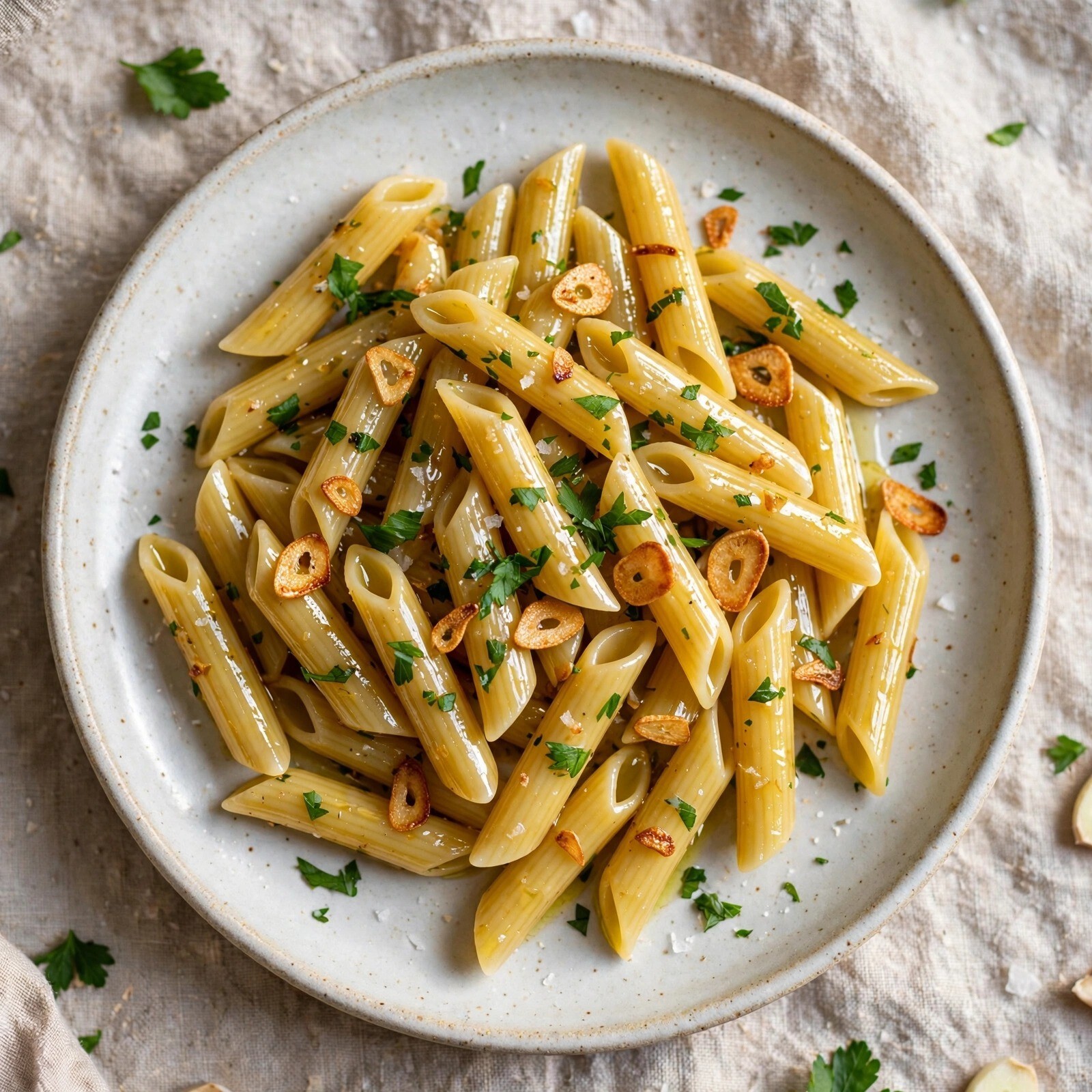 Tavuksuz Sarımsaklı & Maydanozlu (Aglio e Olio) (Penne)