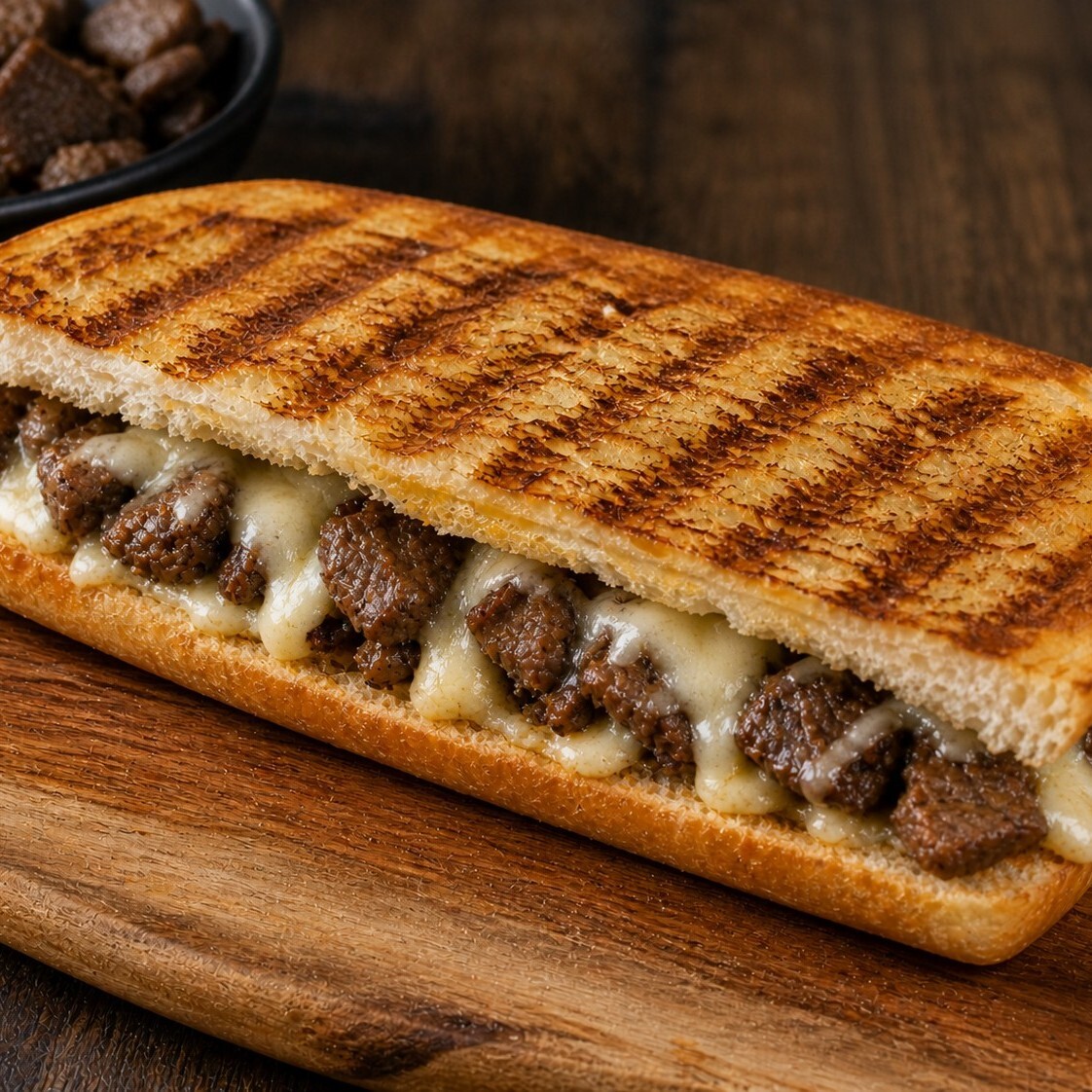 Yarım Ekmek Arası Kavurmalı Kaşarlı Tost