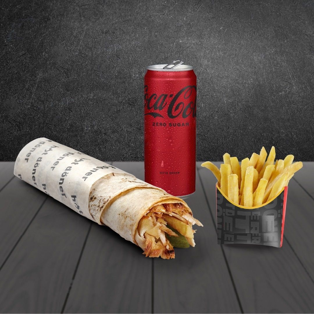 Hatay Soslu Dürüm Menü+Patates + Coca-Cola ( 33 Cl.)