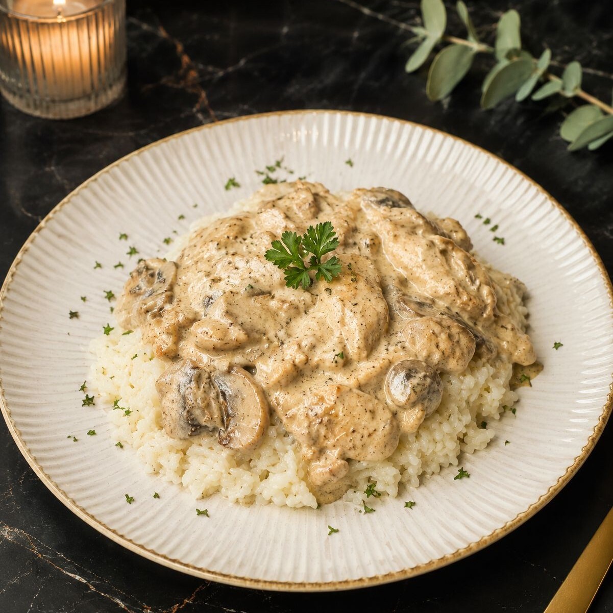 tavuklu mantarlı pilav