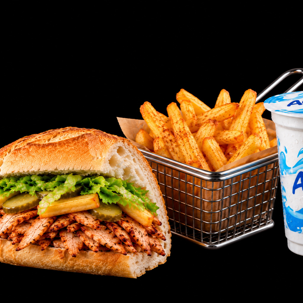 Yarım Ekmek + 125 Gr Patates + Ayran (170 ml)