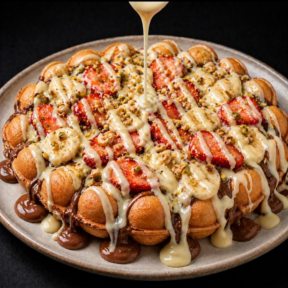 Beyaz Çikolata Soslu Bubble Waffle