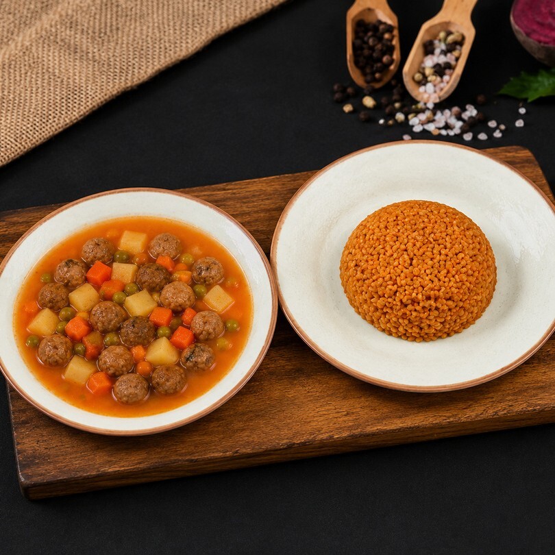 Sebzeli Sulu Köfte & Bulgur Pilavı